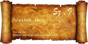 Szvitek Imre névjegykártya